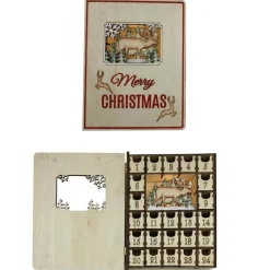 8" Pre-Lit Brown And Red "Merry Christmas" Advent Calendar With Reindeer