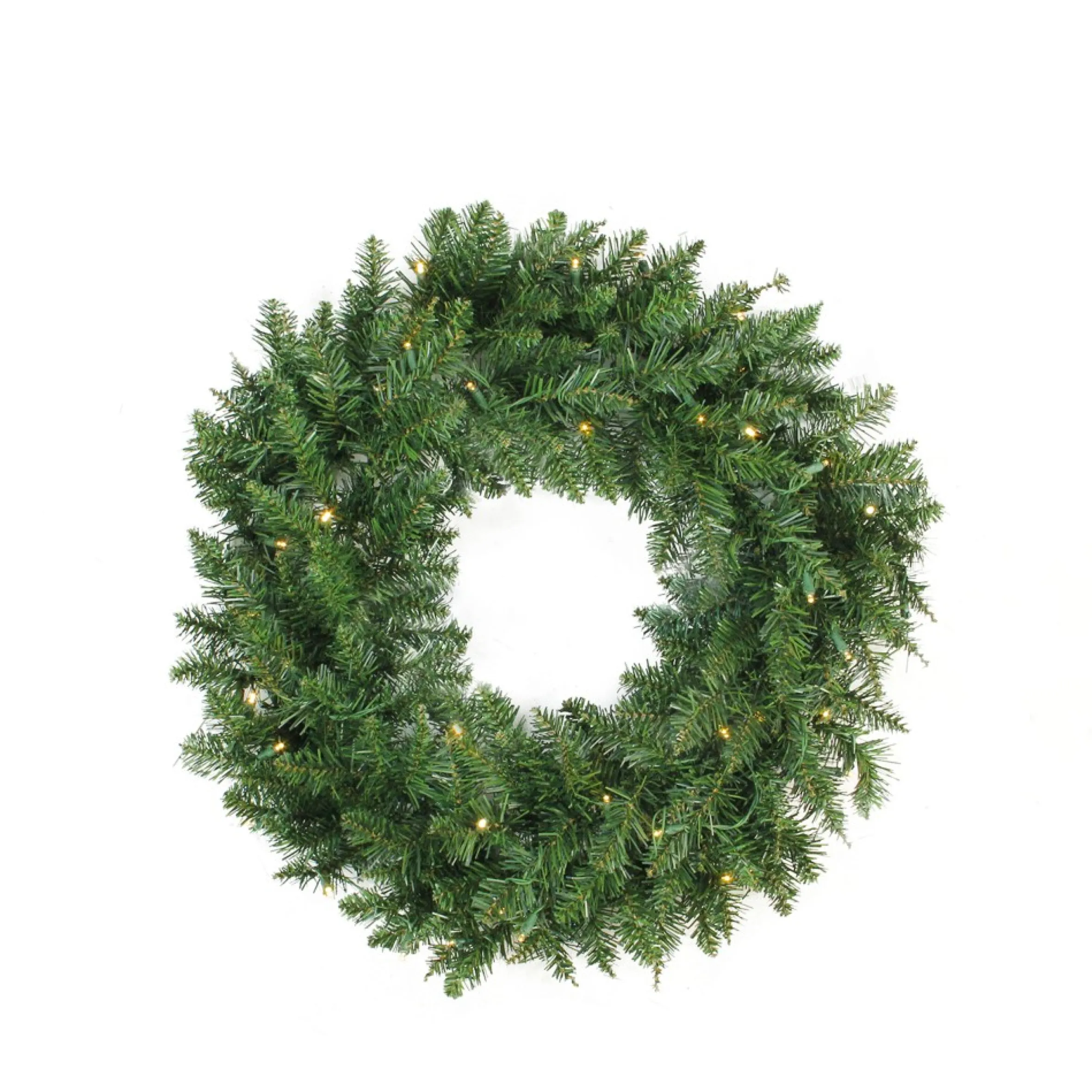 Pre-Lit Buffalo Fir Artificial Christmas Wreath - 24-Inch, Warm White Led Lights
