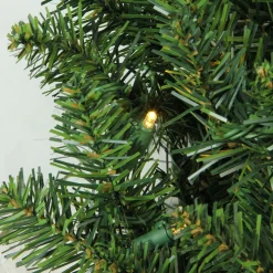 Pre-Lit Buffalo Fir Artificial Christmas Wreath - 24-Inch, Warm White Led Lights