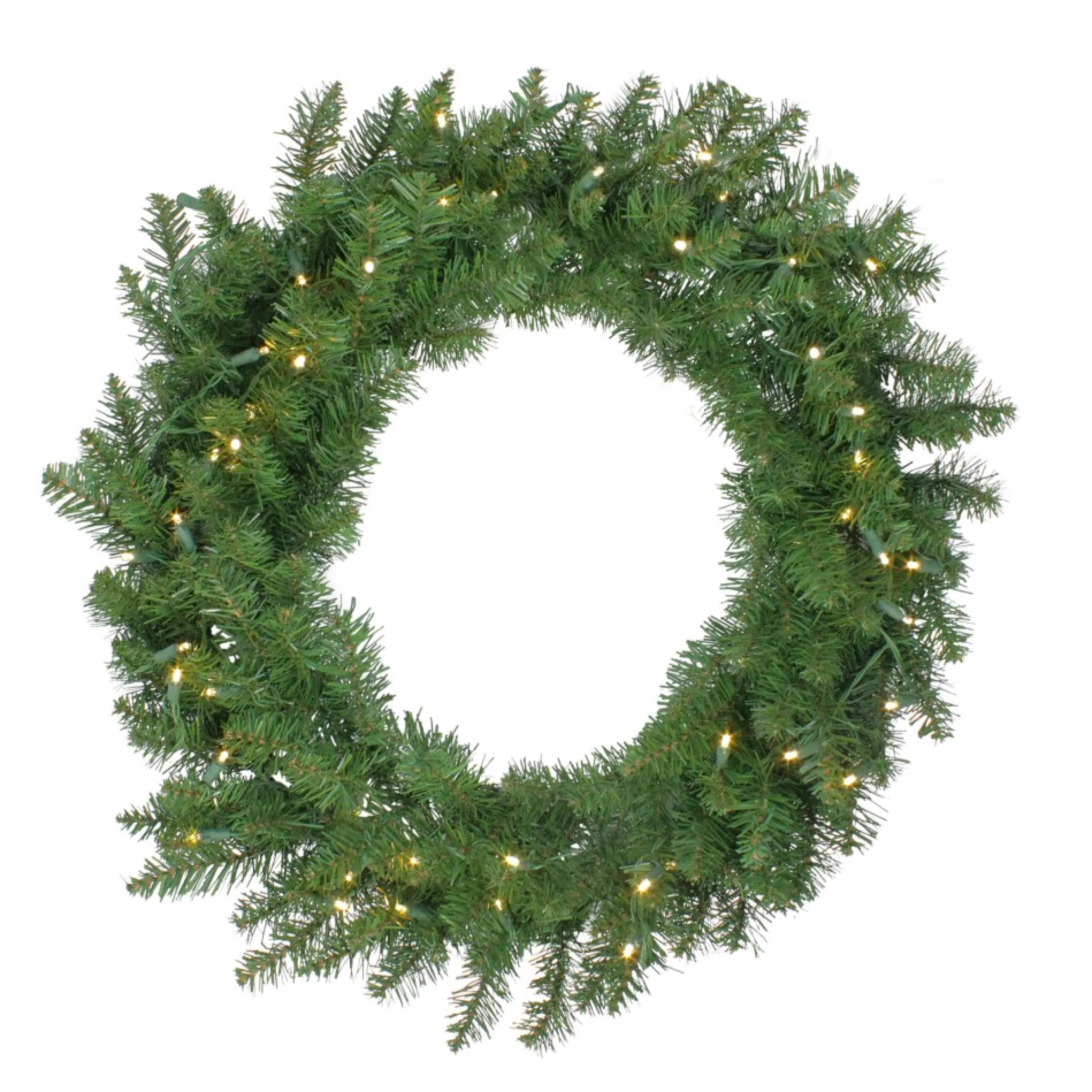 Pre-Lit Buffalo Fir Artificial Christmas Wreath - 30-Inch, Warm White Led Lights