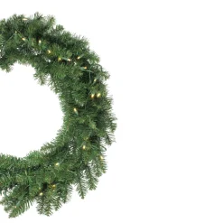 Pre-Lit Buffalo Fir Artificial Christmas Wreath - 30-Inch, Warm White Led Lights