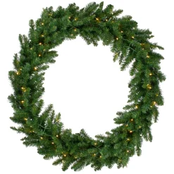 Pre-Lit Buffalo Fir Commercial Artificial Christmas Wreath, 6' - Warm White Lights