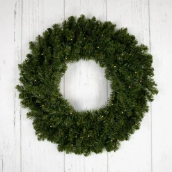 Pre-Lit Canadian Pine Artificial Christmas Wreath, 24-Inch, Clear Lights