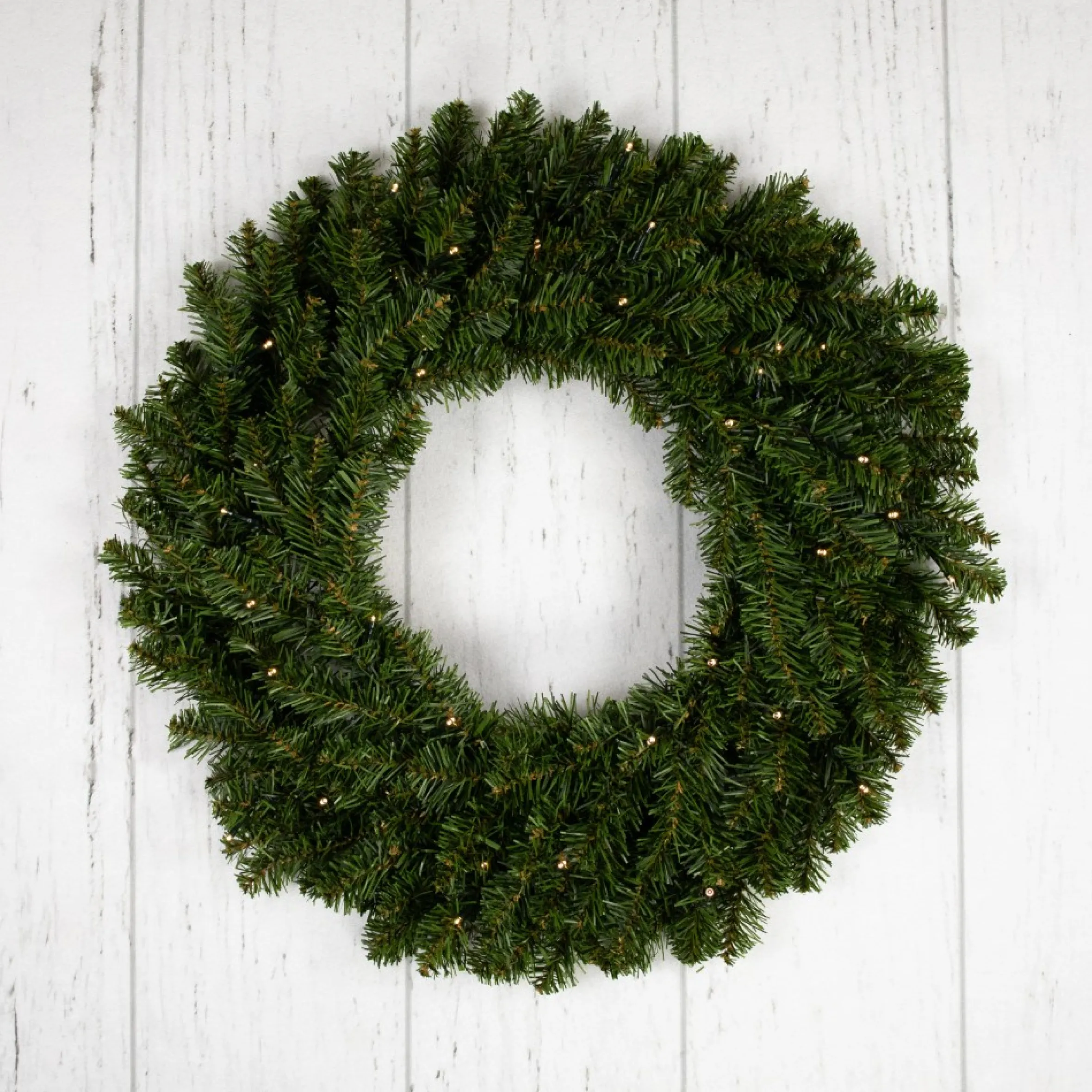 Pre-Lit Canadian Pine Artificial Christmas Wreath, 24-Inch, Clear Lights
