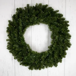 Pre-Lit Canadian Pine Artificial Christmas Wreath, 30-Inch, Clear Lights