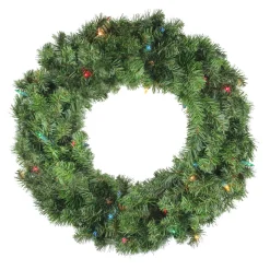 24" Pre-Lit Canadian Pine Artificial Christmas Wreath - Multi Lights