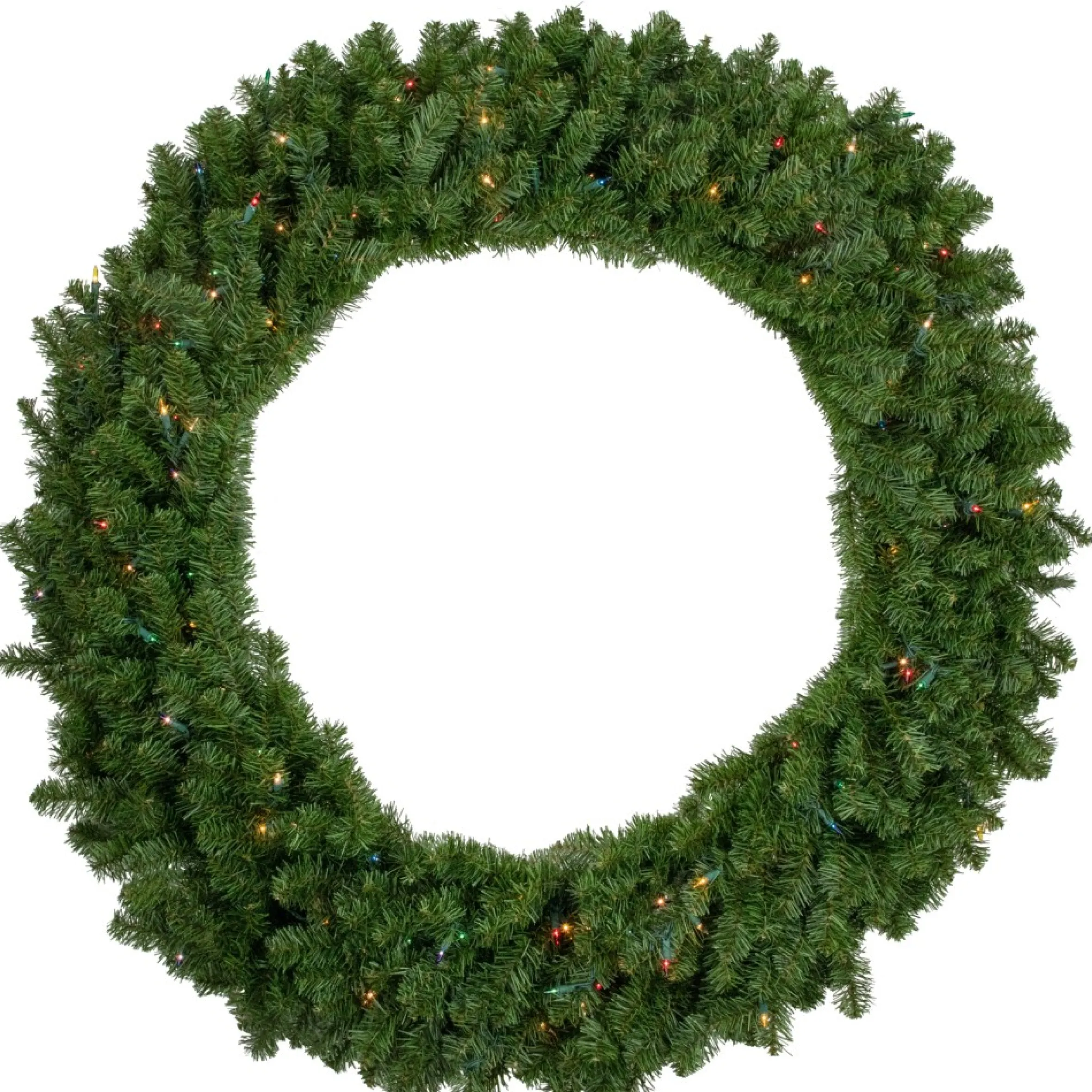 Pre-Lit Canadian Pine Artificial Christmas Wreath, 48-Inch, Multicolor Lights