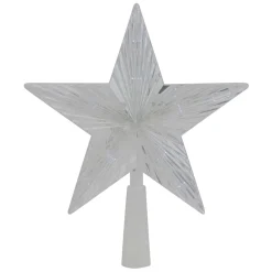 8" Pre-Lit Clear Crystal Star Christmas Tree Topper - Clear Led Lights