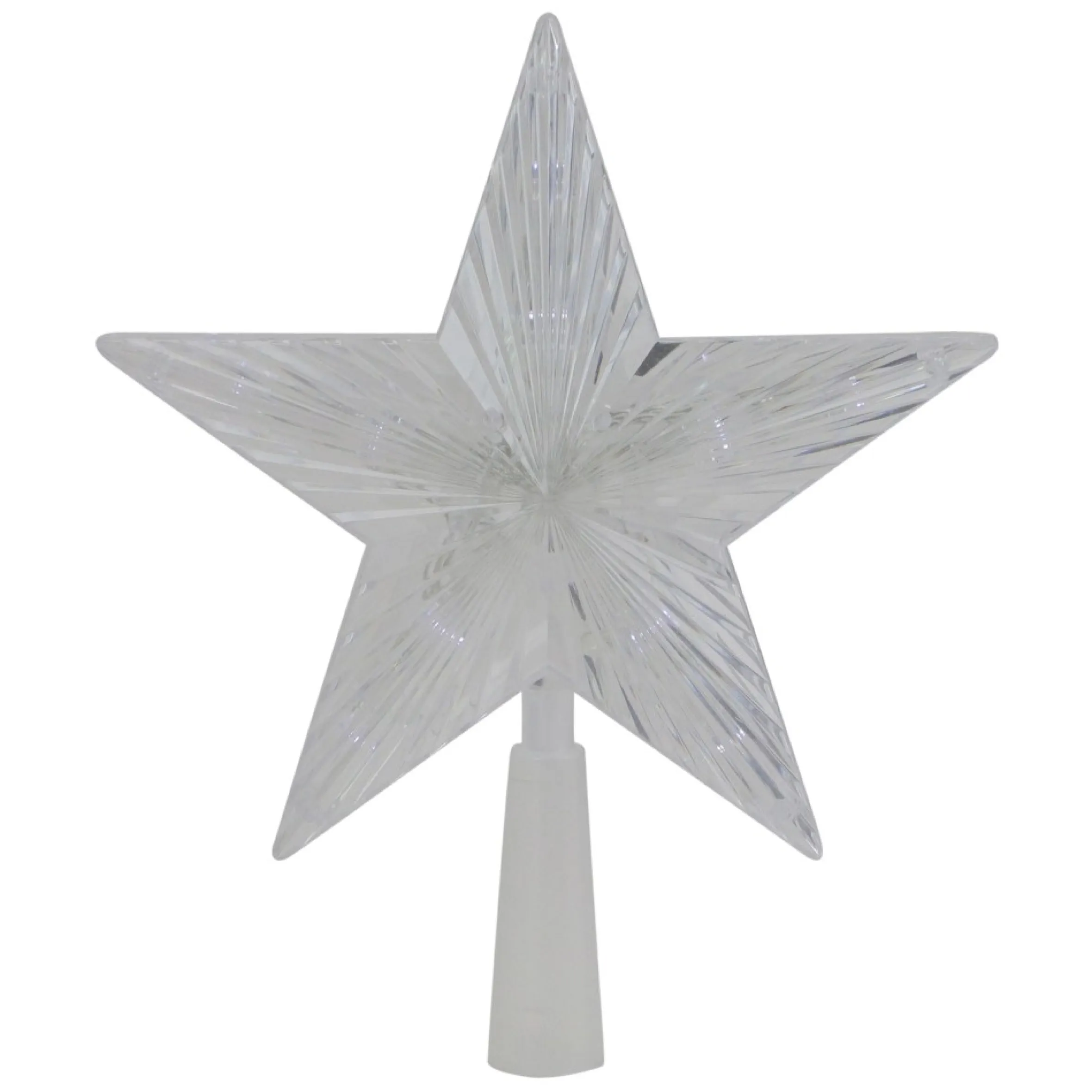 8" Pre-Lit Clear Crystal Star Christmas Tree Topper - Clear Led Lights