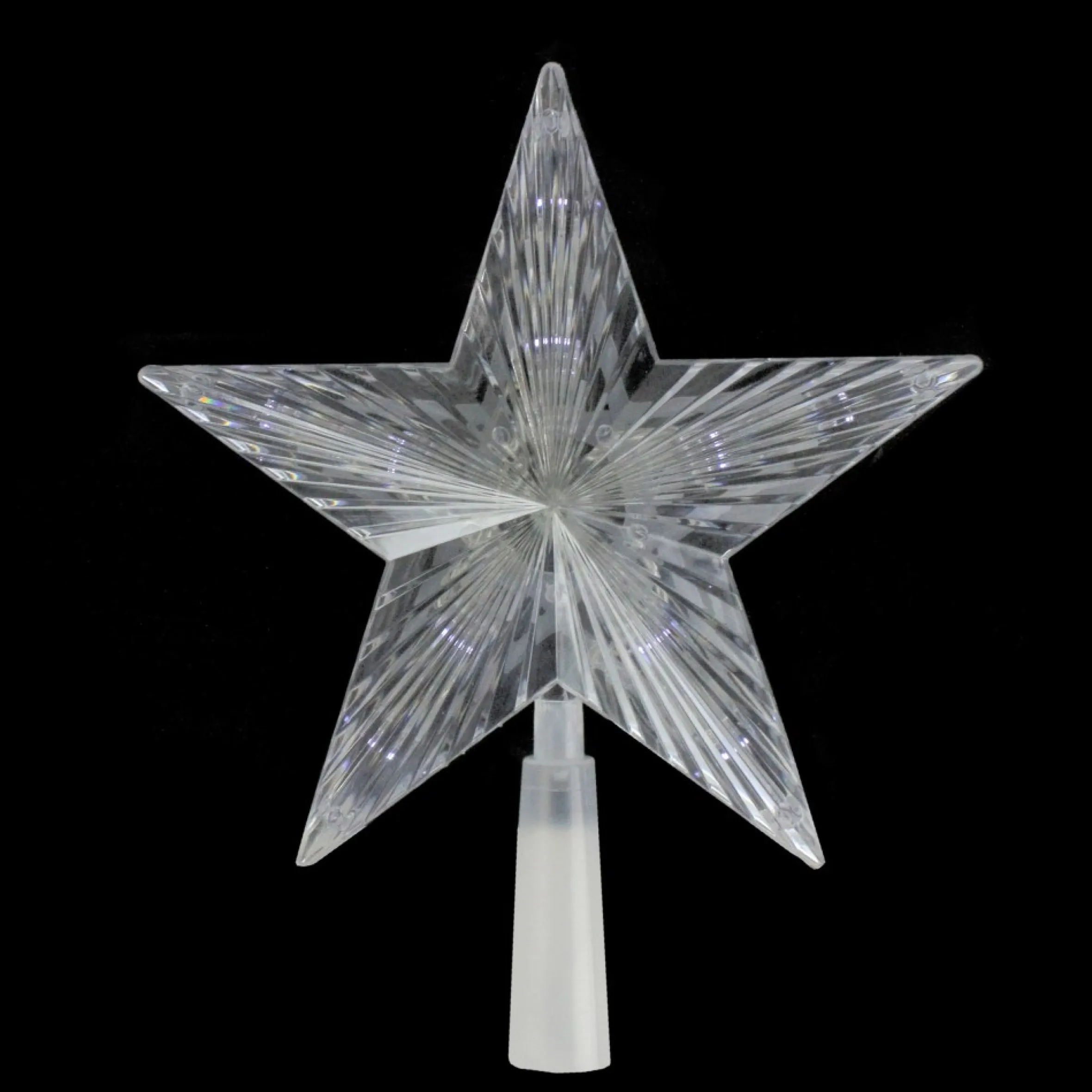 8" Pre-Lit Clear Crystal Star Christmas Tree Topper - Clear Led Lights
