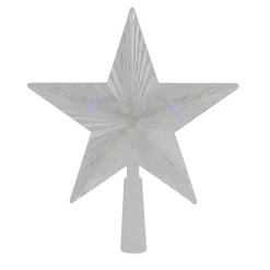 8" Pre-Lit Clear Crystal Star Christmas Tree Topper - Multicolor Led Lights