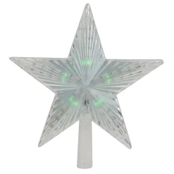 9" Pre-Lit Clear Crystal Star Christmas Tree Topper - Multicolor Led Lights