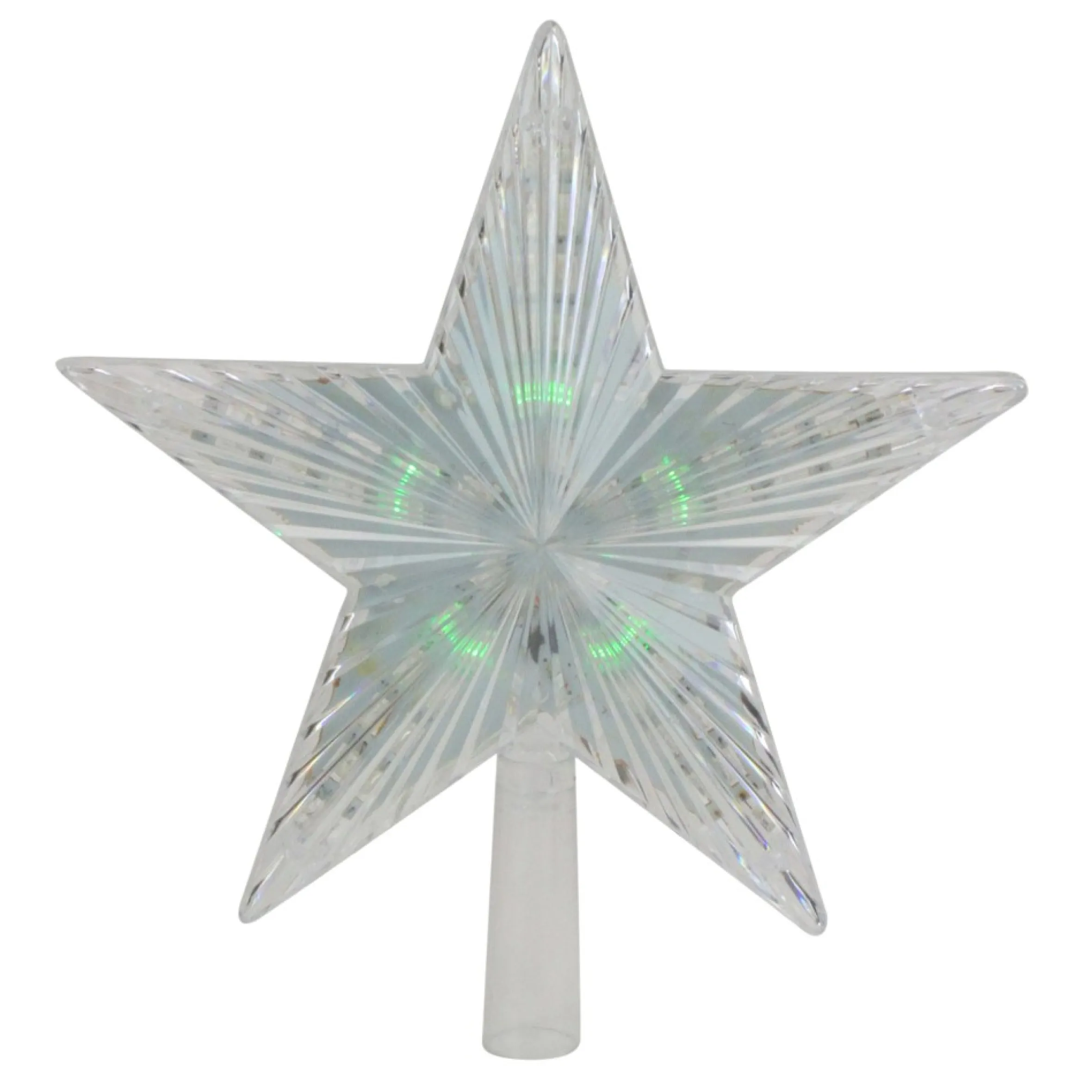 9" Pre-Lit Clear Crystal Star Christmas Tree Topper - Multicolor Led Lights