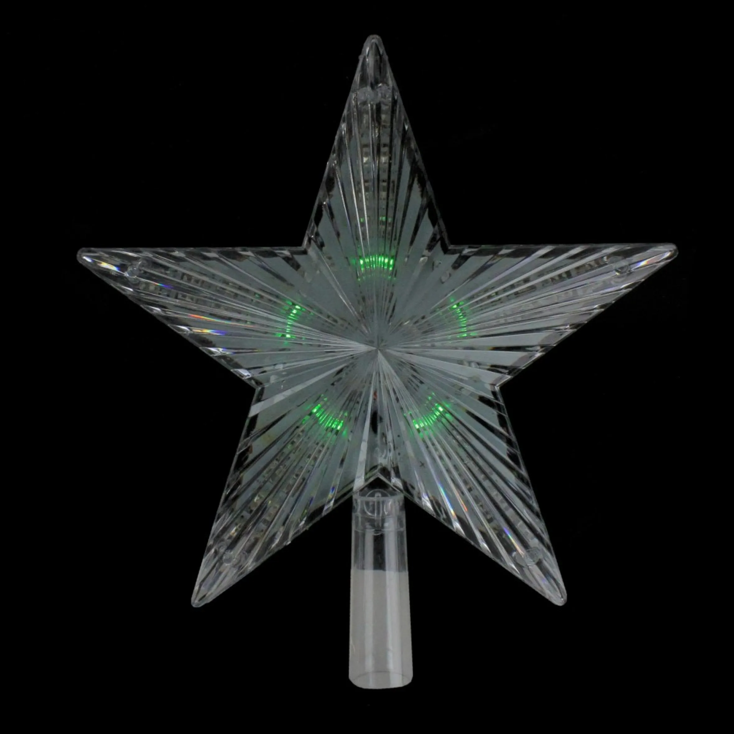 9" Pre-Lit Clear Crystal Star Christmas Tree Topper - Multicolor Led Lights