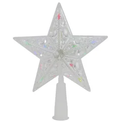 7.5" Pre-Lit Clear Jeweled Star Battery Operated Christmas Tree Topper - Multicolor Lights