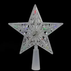 7.5" Pre-Lit Clear Jeweled Star Battery Operated Christmas Tree Topper - Multicolor Lights