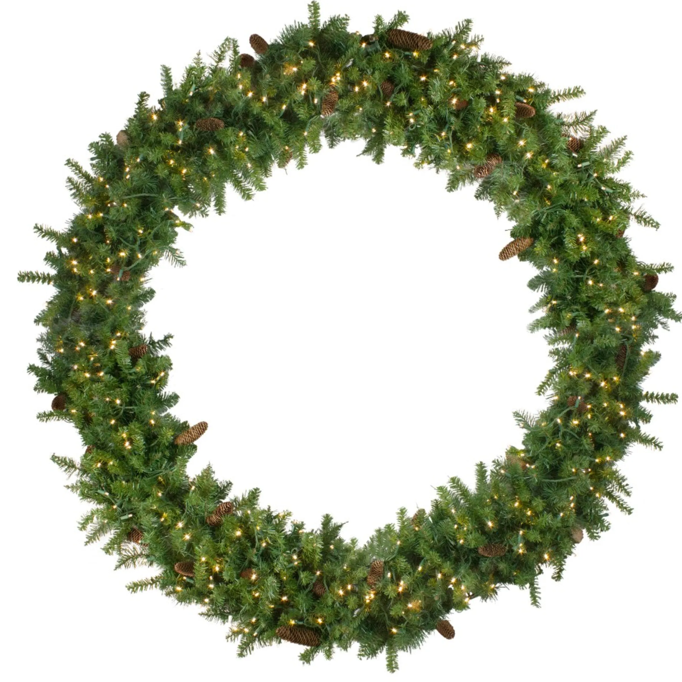 Pre-Lit Dakota Pine Artificial Christmas Wreath, 72-Inch, Warm White Led Lights