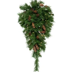 30" Pre-Lit Dakota Red Pine Artificial Christmas Teardrop Swag, Clear Dura Lights