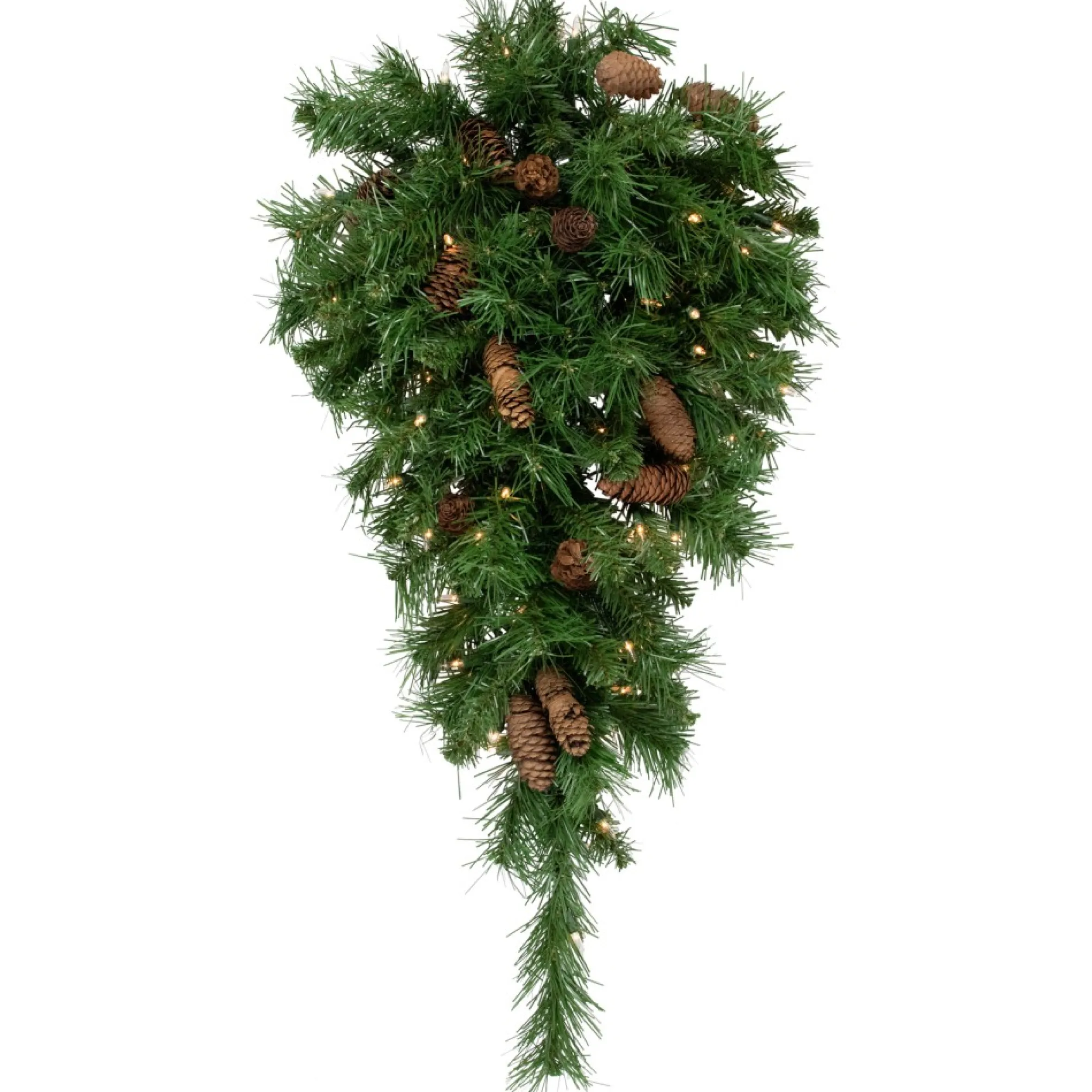 30" Pre-Lit Dakota Red Pine Artificial Christmas Teardrop Swag, Clear Dura Lights