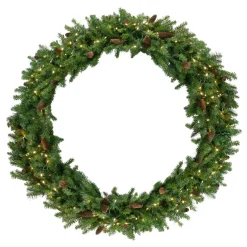 Pre-Lit Dakota Red Pine Commercial Artificial Christmas Wreath - 60-Inch, Warm White Led Lights