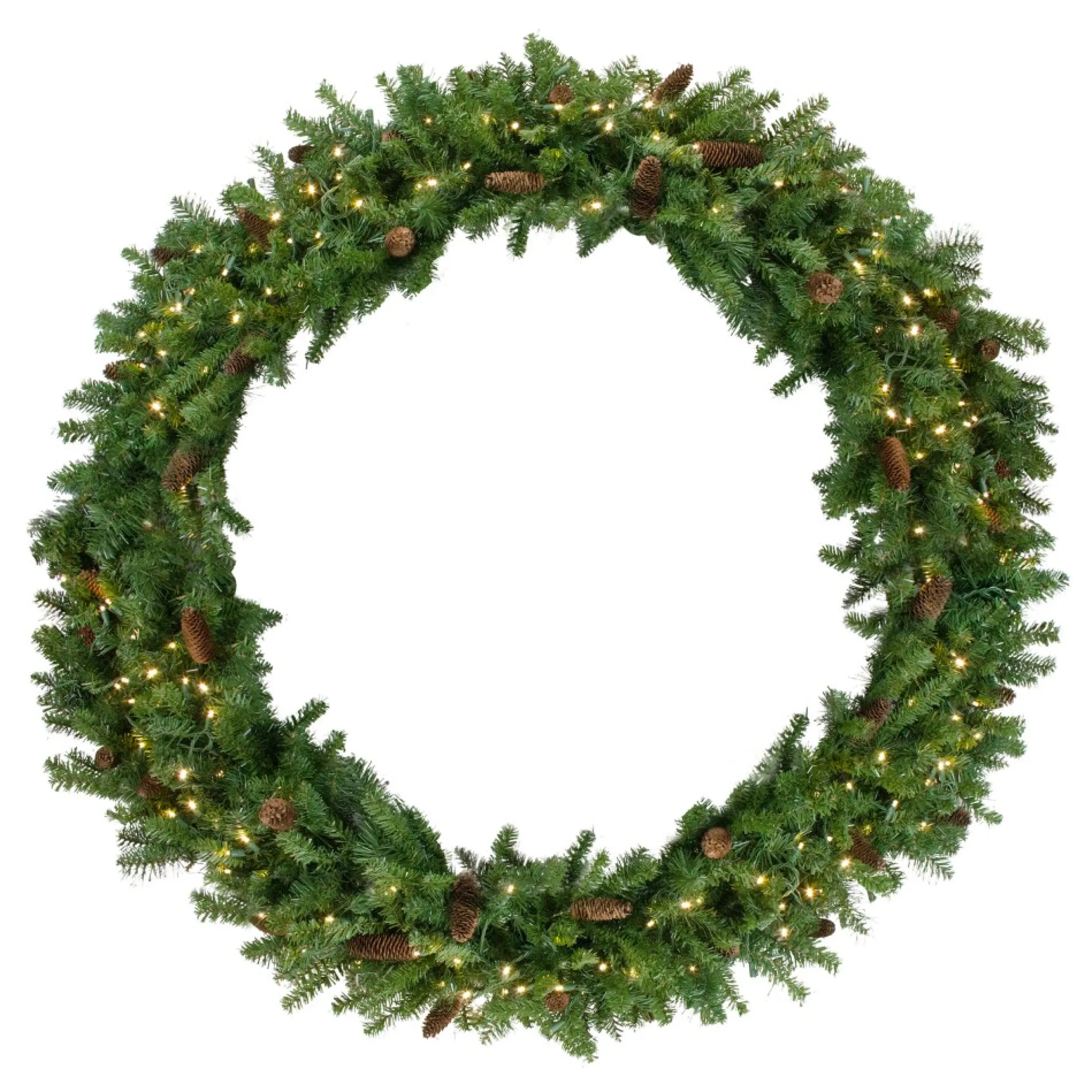 Pre-Lit Dakota Red Pine Commercial Artificial Christmas Wreath - 60-Inch, Warm White Led Lights