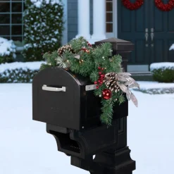 36" Pre-Lit Decorated Artificial Pine Christmas Mailbox Swag