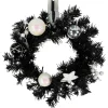 16" Pre-Lit Decorated Black Pine Artificial Christmas Wreath, Cool White Led Lights