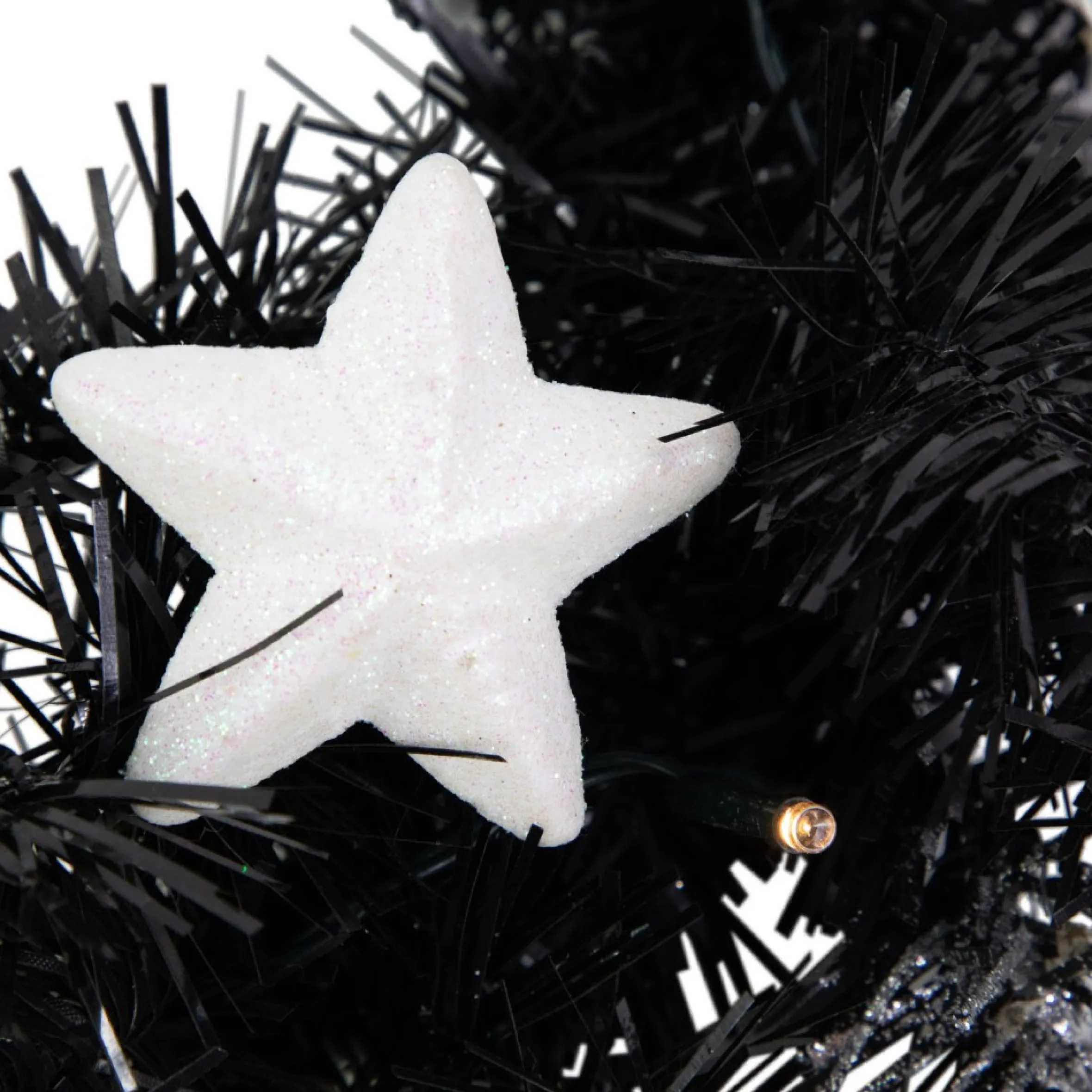 16" Pre-Lit Decorated Black Pine Artificial Christmas Wreath, Cool White Led Lights