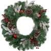 24" Pre-Lit Decorated Frosted Pine Cone And Berries Artificial Christmas Wreath