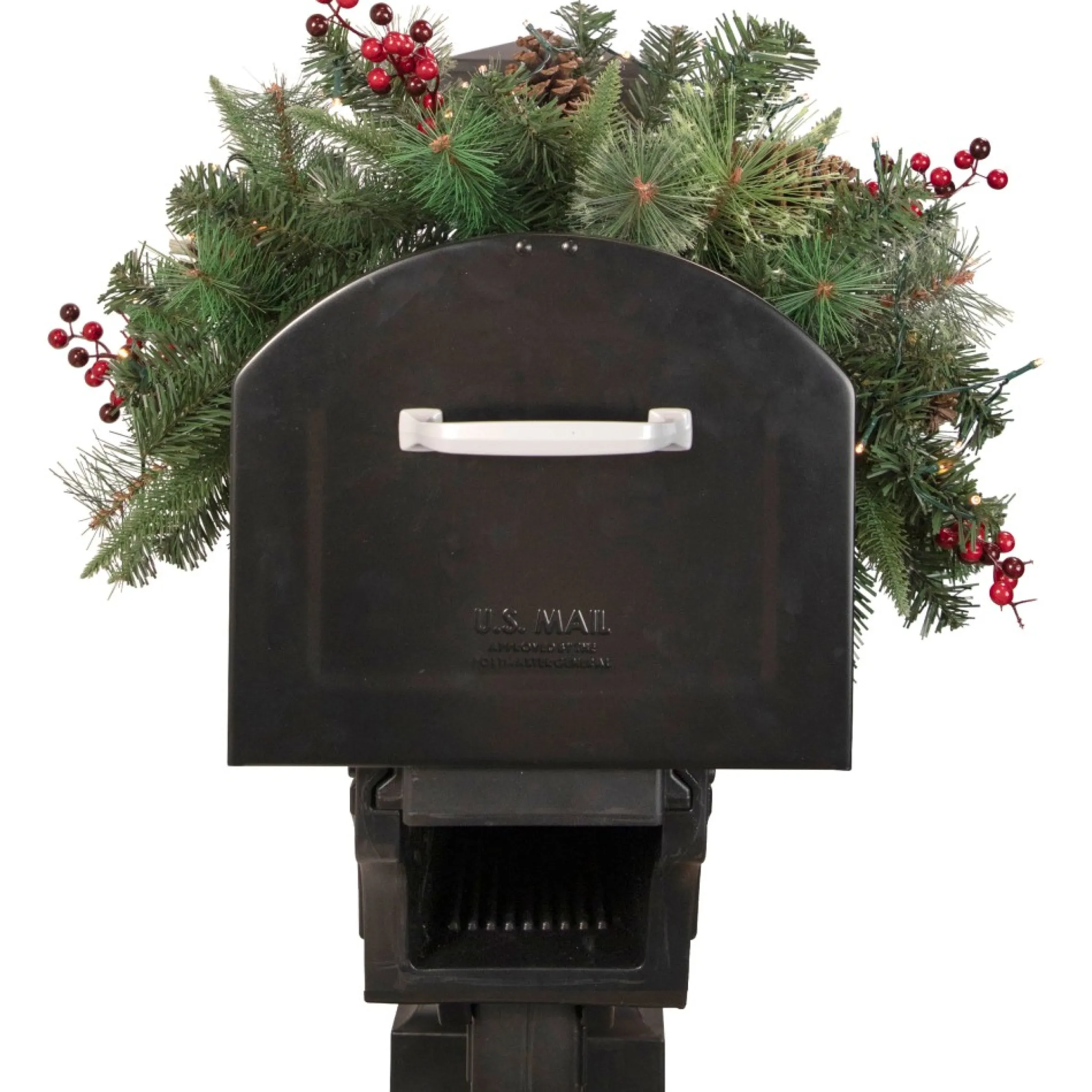36" Pre-Lit Decorated Pine Cone And Berries Artificial Christmas Mailbox Swag