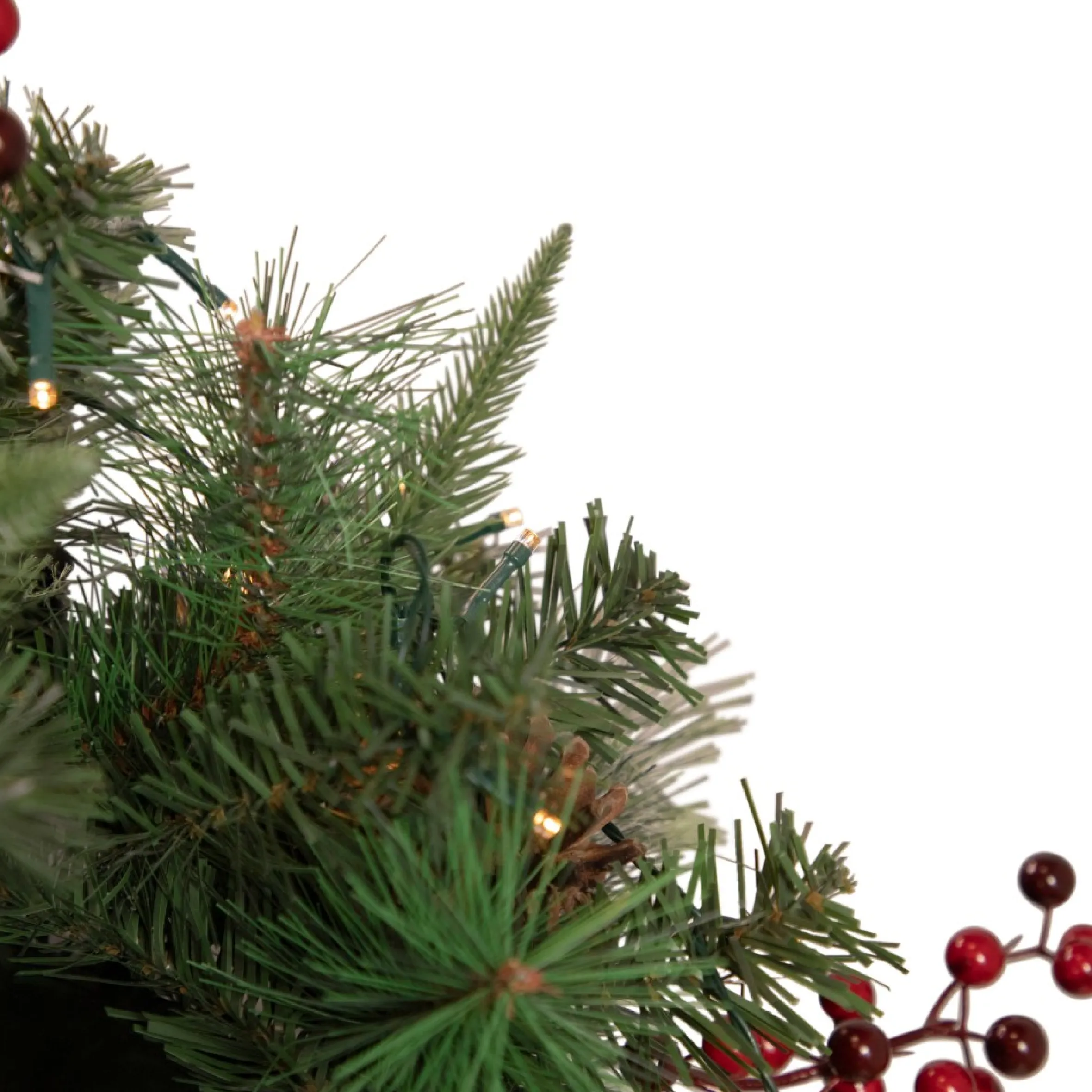 36" Pre-Lit Decorated Pine Cone And Berries Artificial Christmas Mailbox Swag