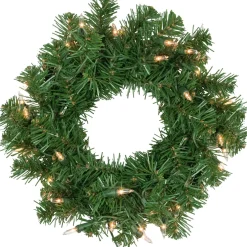 Pre-Lit Deluxe Dorchester Pine Artificial Christmas Wreath, 12-Inch, Clear Lights