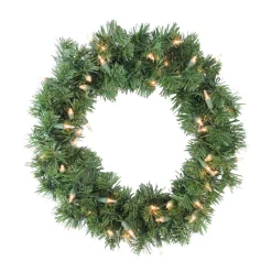 16" Pre-Lit Deluxe Windsor Pine Artificial Christmas Wreath, Clear Lights