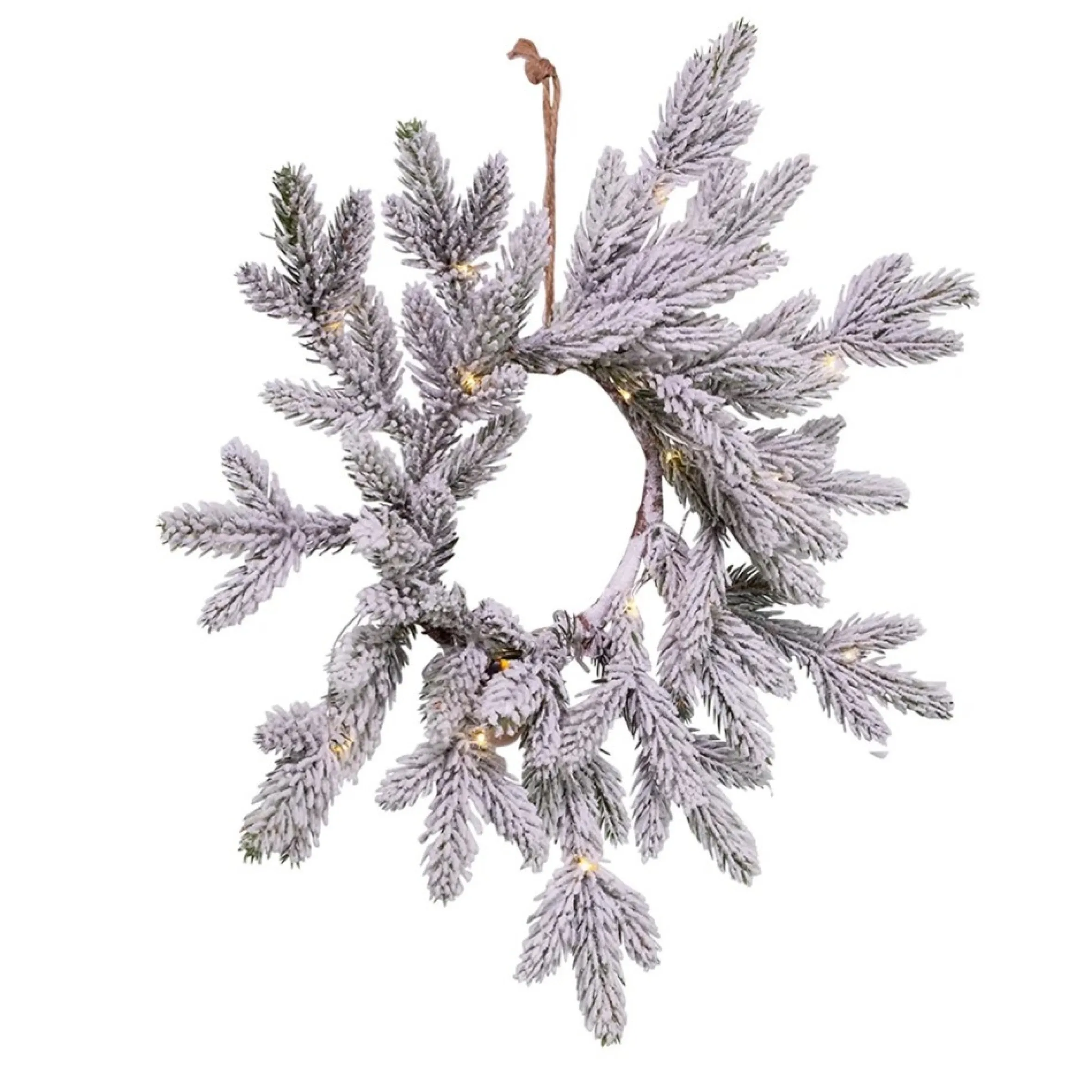 Pre-Lit Flocked Pine Artificial Christmas Wreath, 18-Inch, Warm White Lights