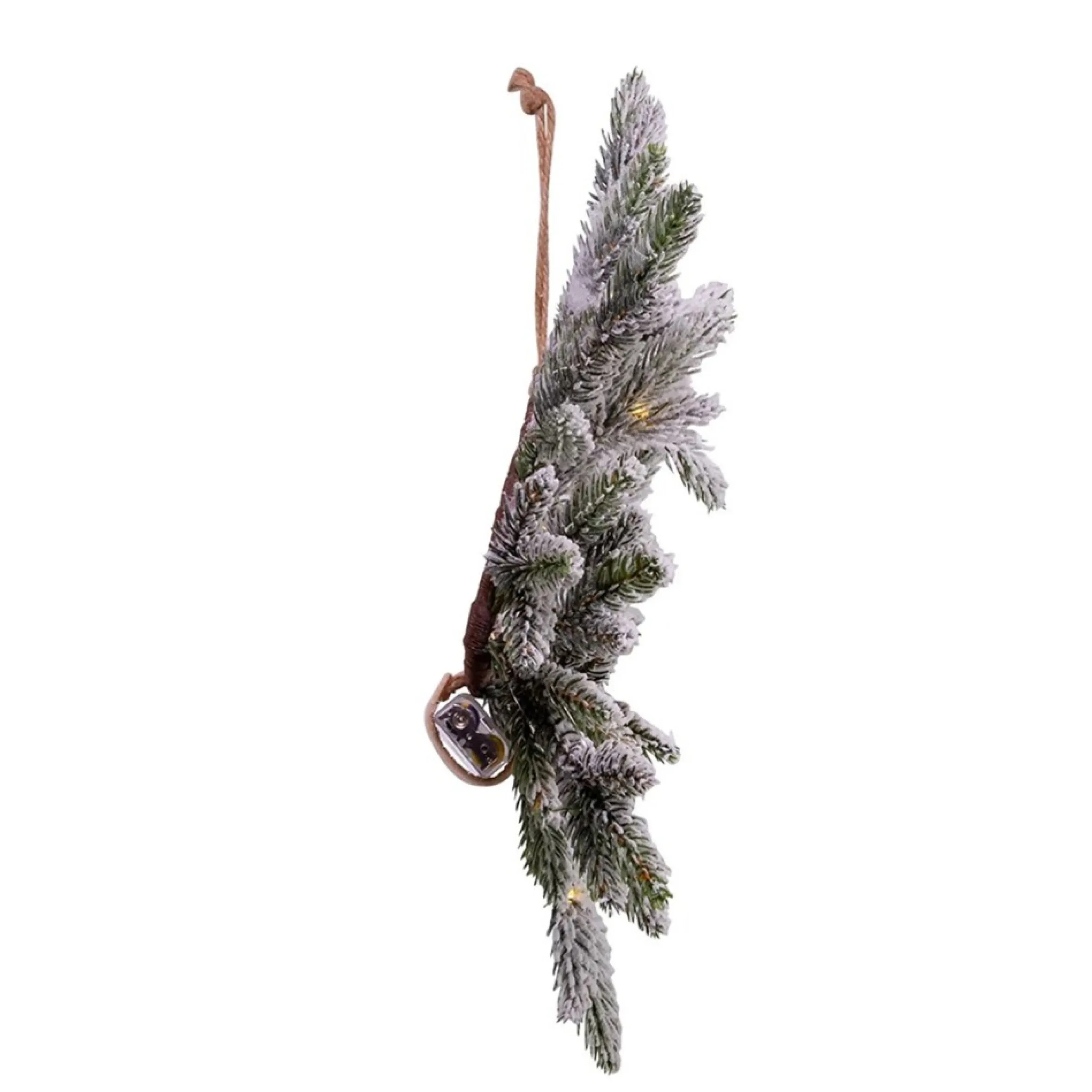 Pre-Lit Flocked Pine Artificial Christmas Wreath, 18-Inch, Warm White Lights
