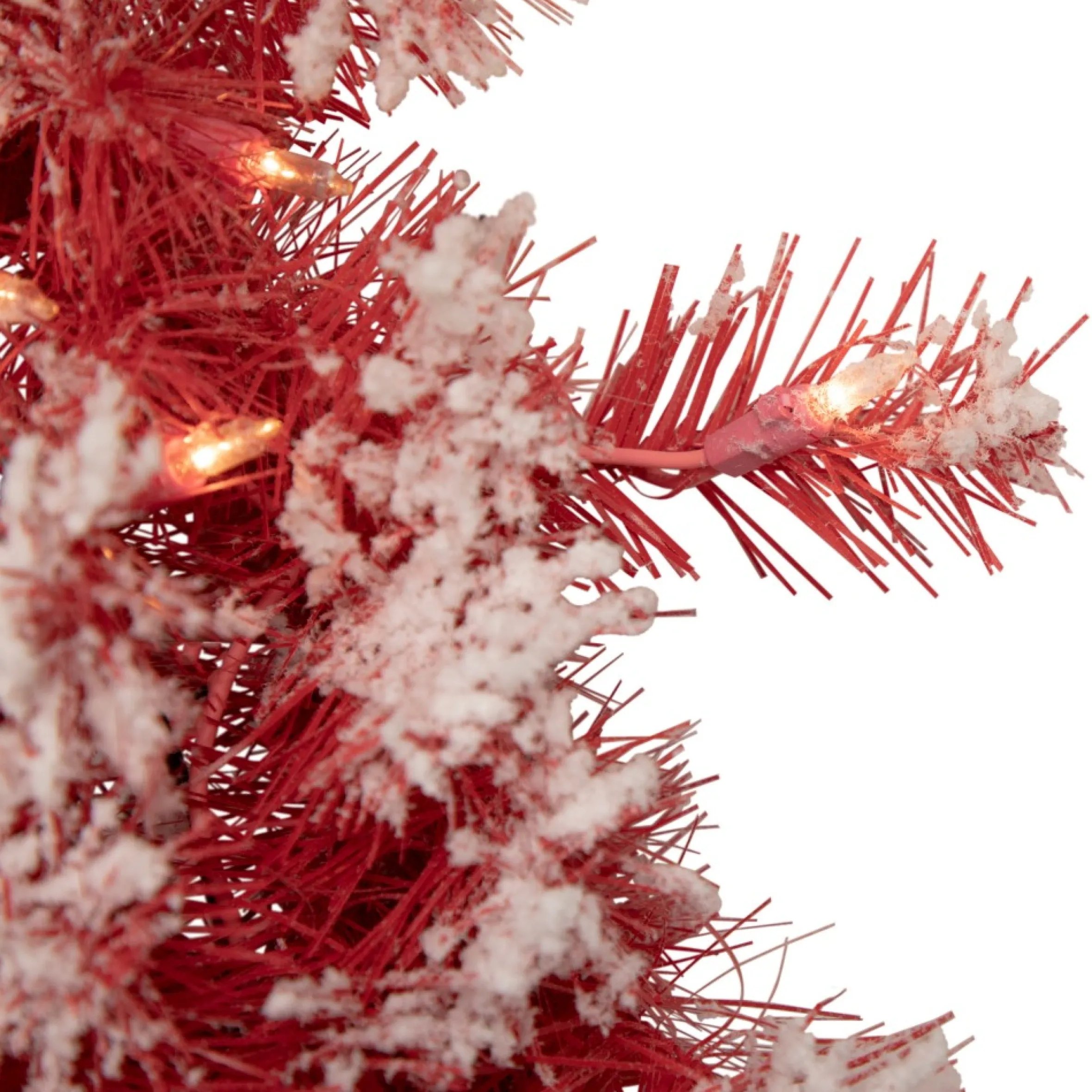 Pre-Lit Flocked Red Artificial Christmas Wreath, 24-Inch, Clear Lights