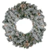 Pre-Lit Flocked Victoria Pine Artificial Christmas Wreath - 30-Inch, Clear Lights