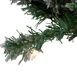 Pre-Lit Flocked Victoria Pine Artificial Christmas Wreath - 30-Inch, Clear Lights