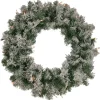 Pre-Lit Flocked Victoria Pine Artificial Christmas Wreath - 24-Inch, Clear Lights