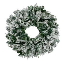 Pre-Lit Flocked Winfield Fir Artificial Christmas Wreath - 36-Inch, Warm White Led Lights