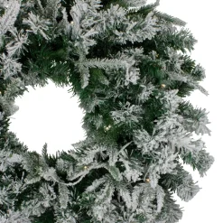 Pre-Lit Flocked Winfield Fir Artificial Christmas Wreath - 36-Inch, Warm White Led Lights