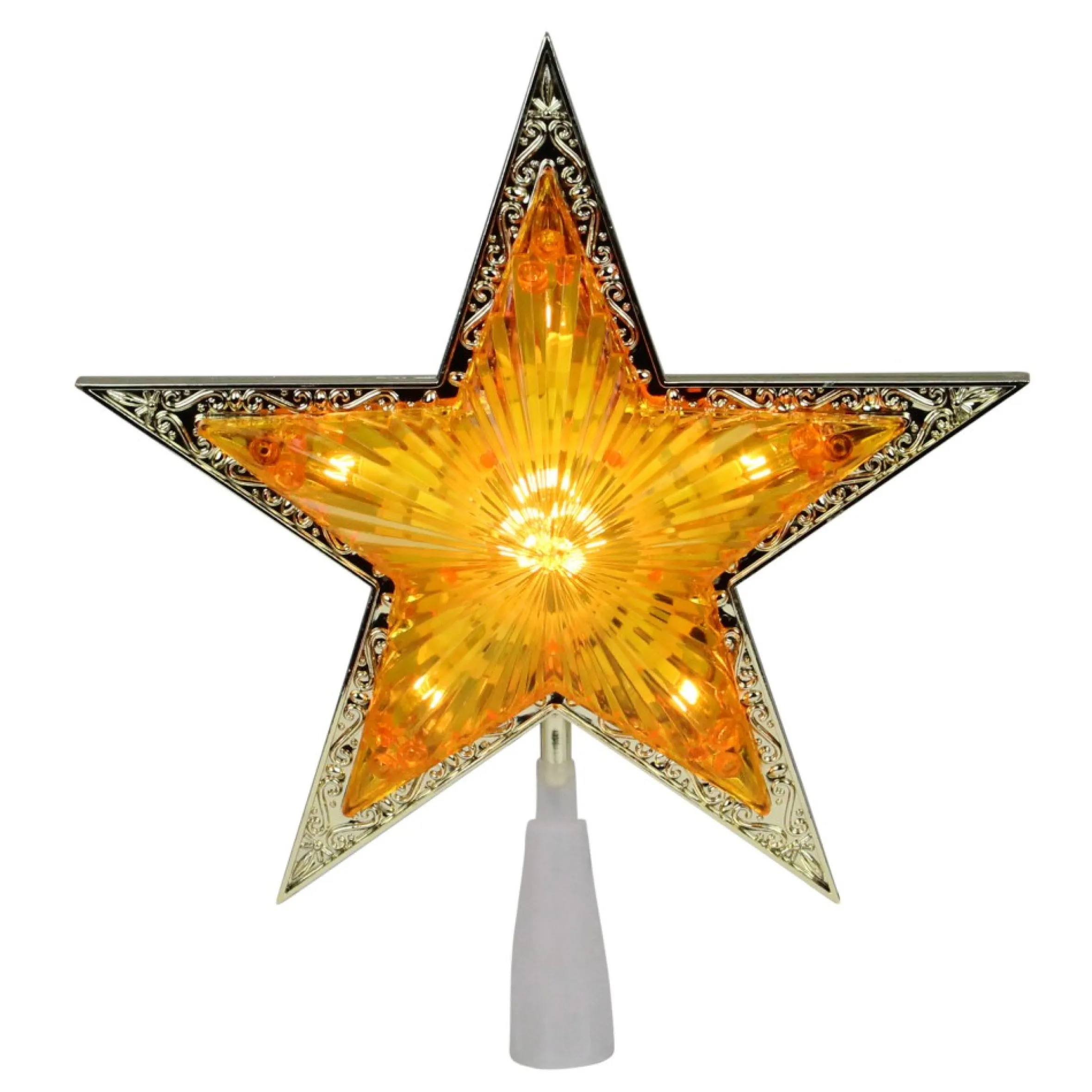 9" Pre-Lit Gold And Amber Crystal 5 Point Star Christmas Tree Topper - Clear Lights