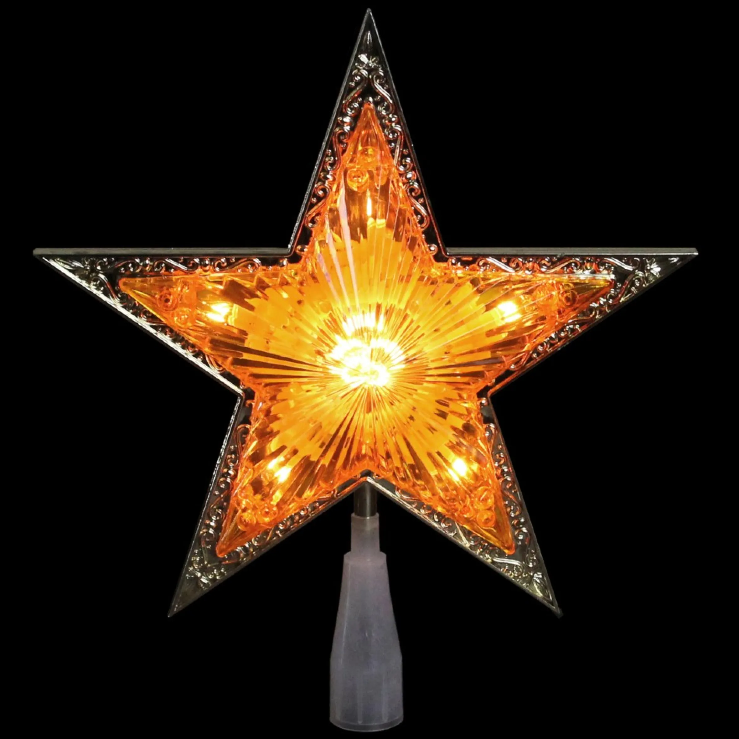 9" Pre-Lit Gold And Amber Crystal 5 Point Star Christmas Tree Topper - Clear Lights