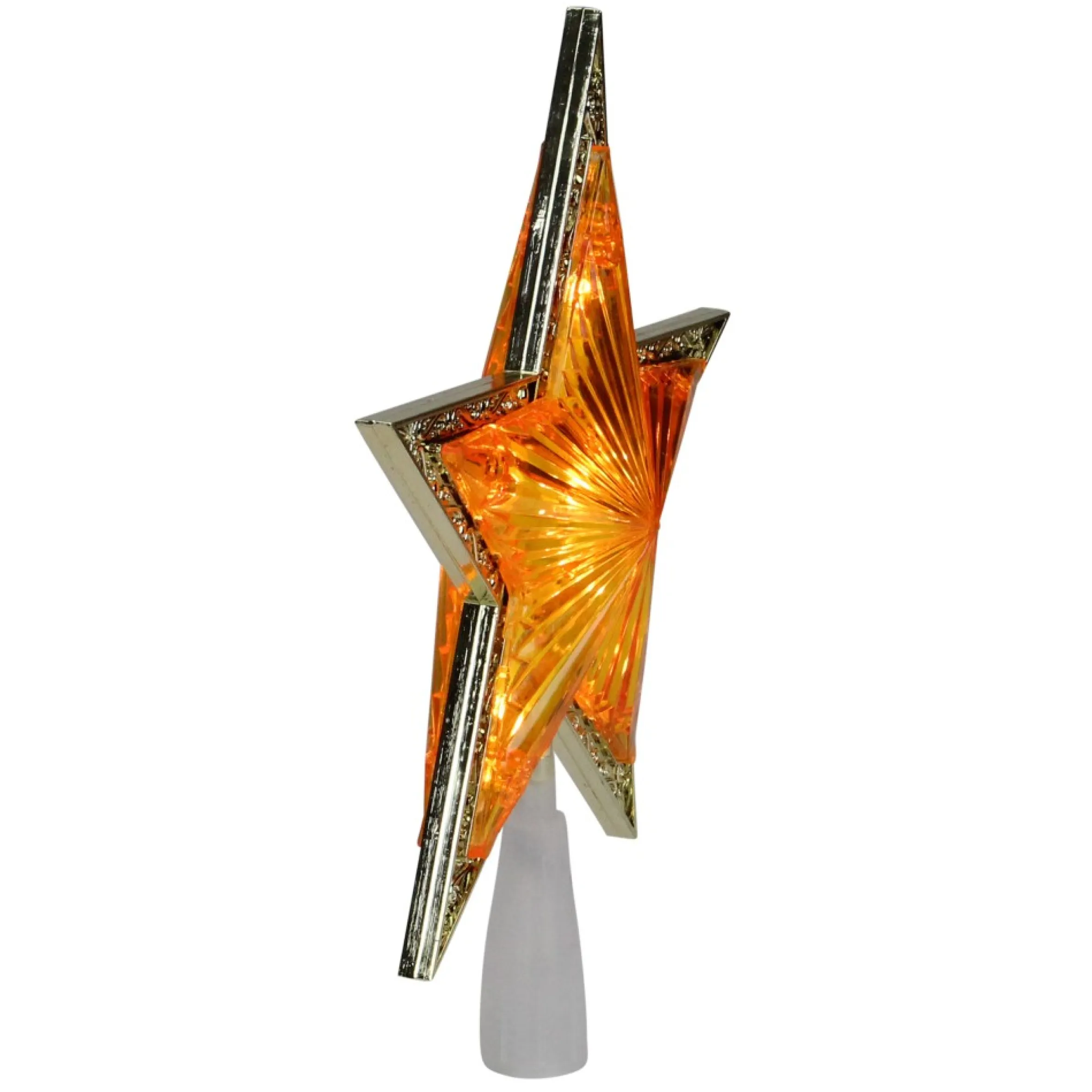 9" Pre-Lit Gold And Amber Crystal 5 Point Star Christmas Tree Topper - Clear Lights