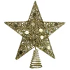11.5" Pre-Lit Gold Glittered Star Christmas Tree Topper - Multi Color Lights