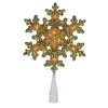 9" Pre-Lit Gold Snowflake Christmas Tree Topper - Clear Lights