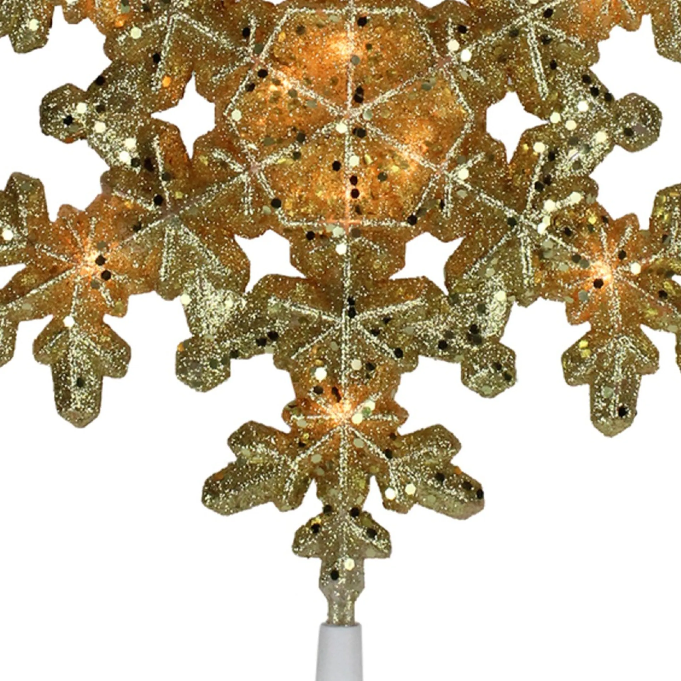 9" Pre-Lit Gold Snowflake Christmas Tree Topper - Clear Lights
