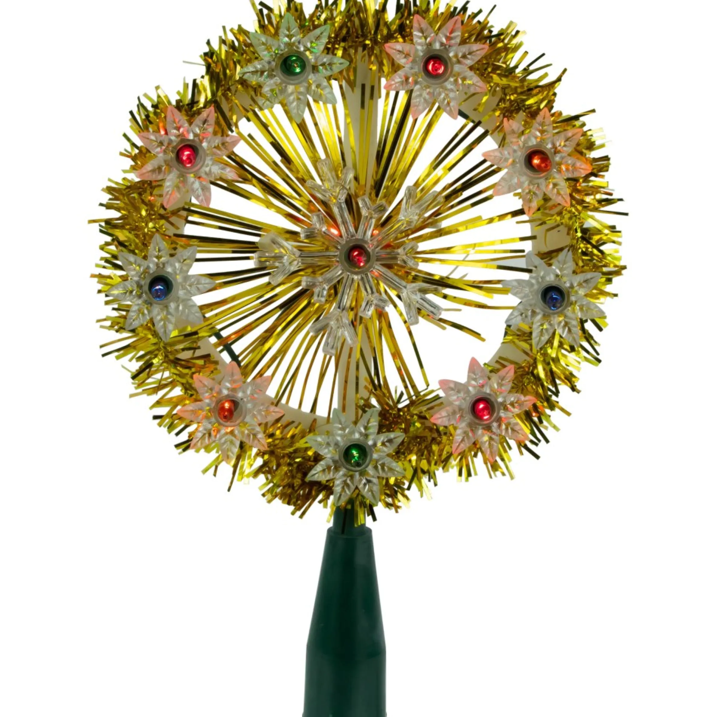 7" Pre-Lit Gold Snowflake Starburst Christmas Tree Topper - Clear Lights