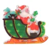 17" Pre-Lit Green And Red Holographic Santa In Sleigh Christmas Window Silhouette Decoration