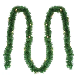 12' Pre-Lit Green Pine Artificial Christmas Garland - Clear Lights
